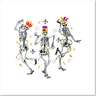 Mardi Gras Dancing Skeletons Posters and Art